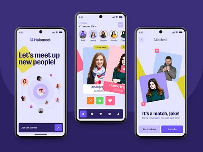 Halomeet | Dating App UI/UX Concept agency app design appdesign datingapp matchingapp mobile app mobileapp pixxen productdesign socialapp uiux userinterface uxdesign