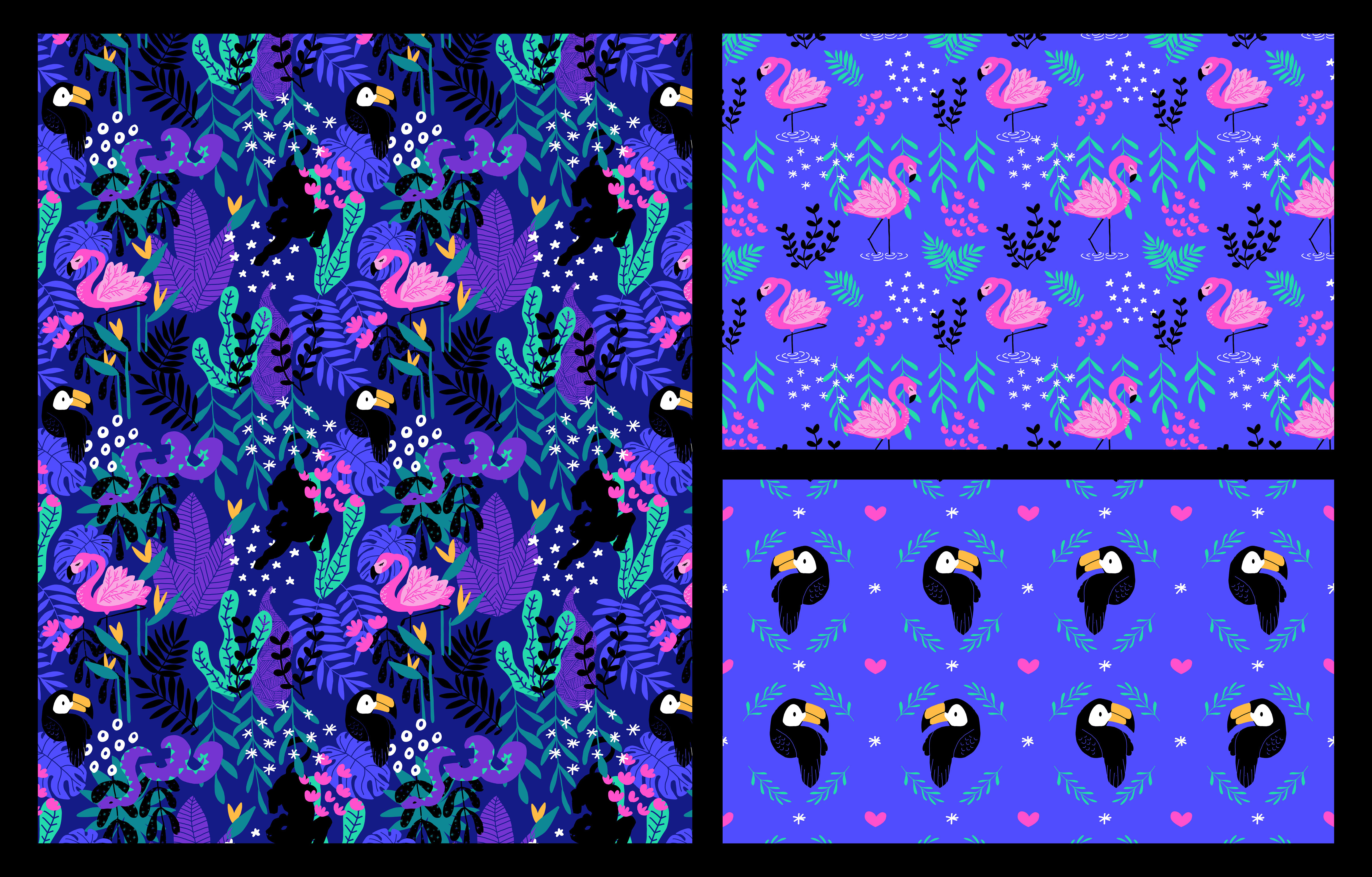 deep jungle pattern collection animal flamingo jungle panther pattern pattern collection pattern design snake toucan