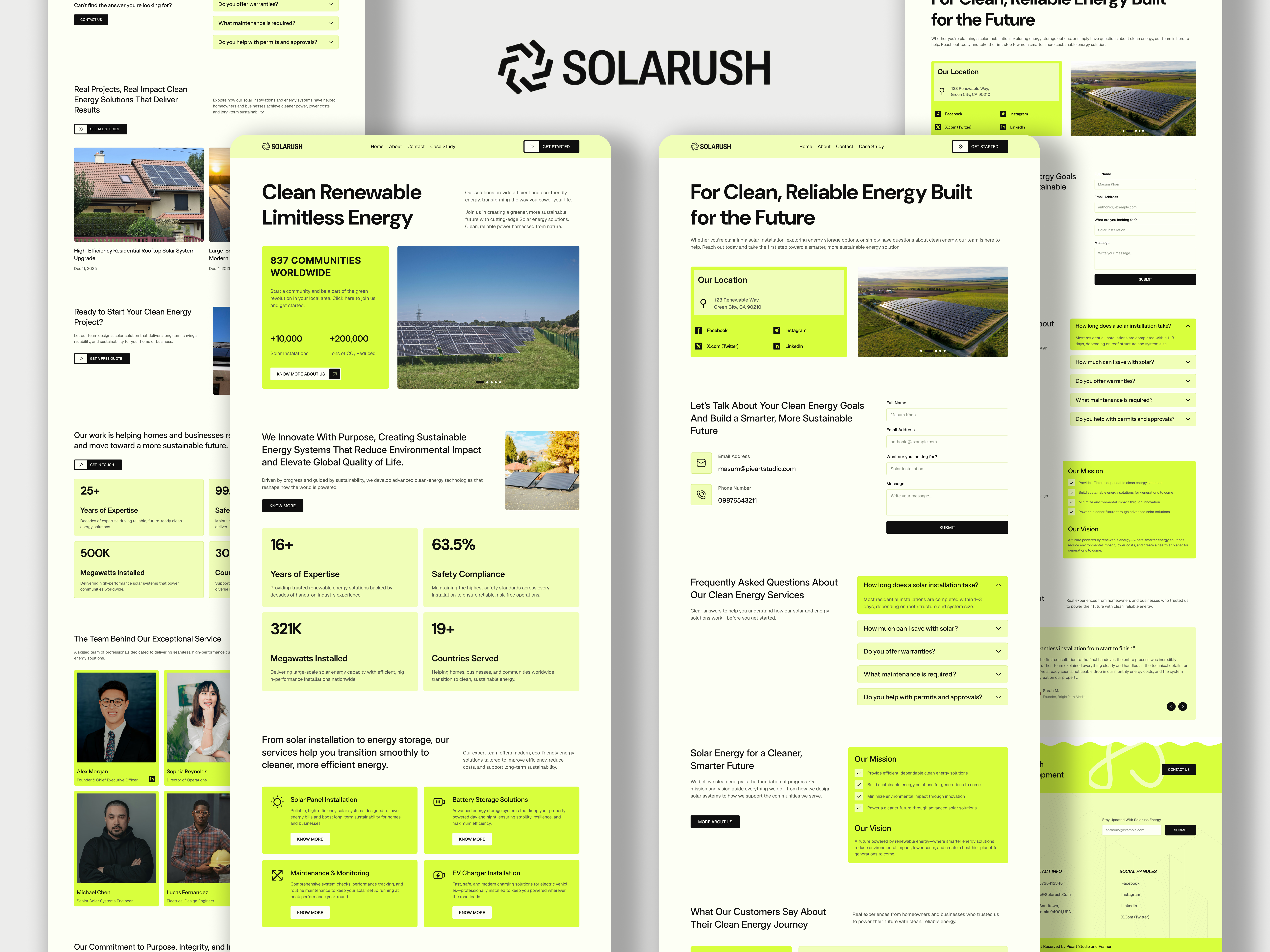 Solarush - Clean Energy Landing page agency ai design ai design agency animation design dtmotion framerstudio landing page nocode nocodeagency pieartstudio ui