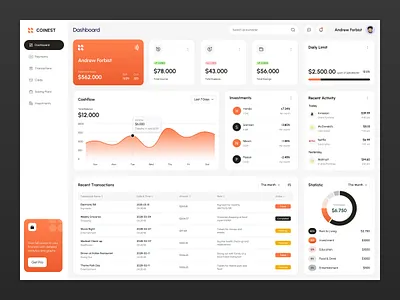 Coinest - Finance Dashboard Design banking dashboard dashboard design finance finance app finance dashboard fintech dashboard saas ui ux web web app web application web design