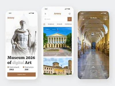 Museum App Design | Art & VR Gallery Experience art app art discovery art gallery app cultural app digital art app exhibition app heritage app history app luxury app luxury museum app mobile mobile app museum museum app museum mobile app museum ui sculpture app virtual museum vr gallery vvr museum