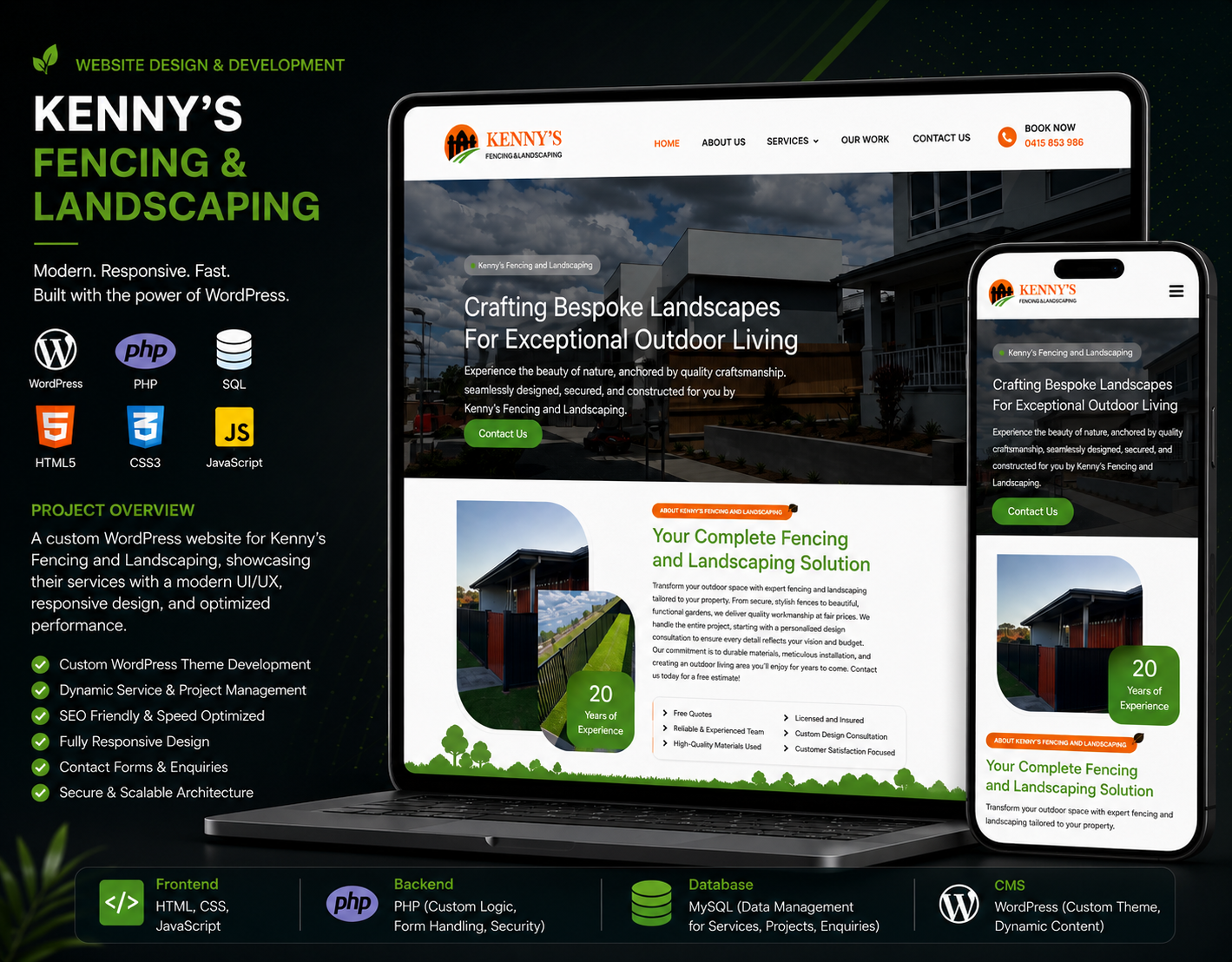 Kennys Fencing - WordPress | Shailesh Baldaniya bootstrap css branding css design illustration javascript jquery ui website wordpress