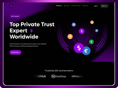 Crypto Currency Landing Page bitcoin blockchain crypto crypto currency crypto currency landing page crypto website home page landing page minimalist saas saas landing page ui design uiux web design