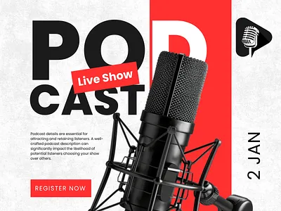Podcast Live Show — Promotional Banner Design | Ad Design ad brand branding creative creative design design dribbble graphic design illustration popular shot social social media ui