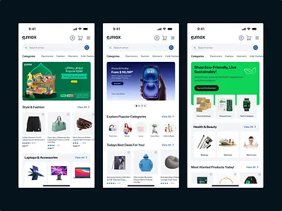Online Shopping eCommerce Mobile App UI Design app design clean design ecommerce app marketplace app mobile app ui mobile ui modern ui online shopping product design shopping app ui design ux design