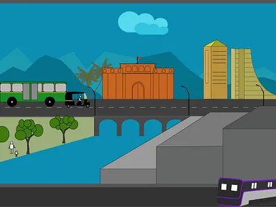 Pune life, shaniwar Wada, Pune Metro, Pune Vibe, MulaMutha city illustration pune