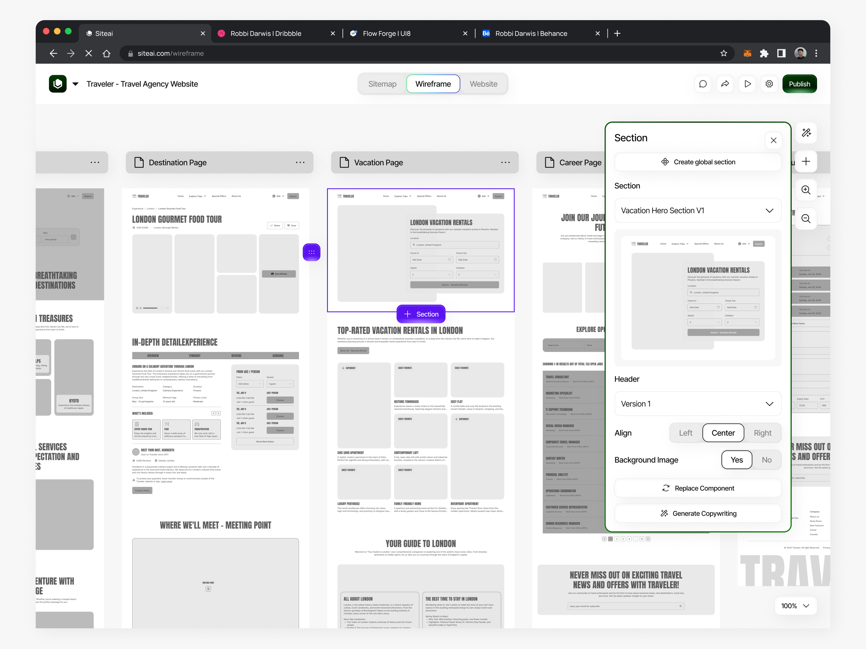SiteAI - AI for Website Builder (Sitemap & Wireframe Flow) ai design platform ai website builder builder saas cms custom code design systems form builder landing page builder no code platform redesign responsive saas site settings sitemap builder template builder ui design website builder website creator platform website redesign wireframe builder