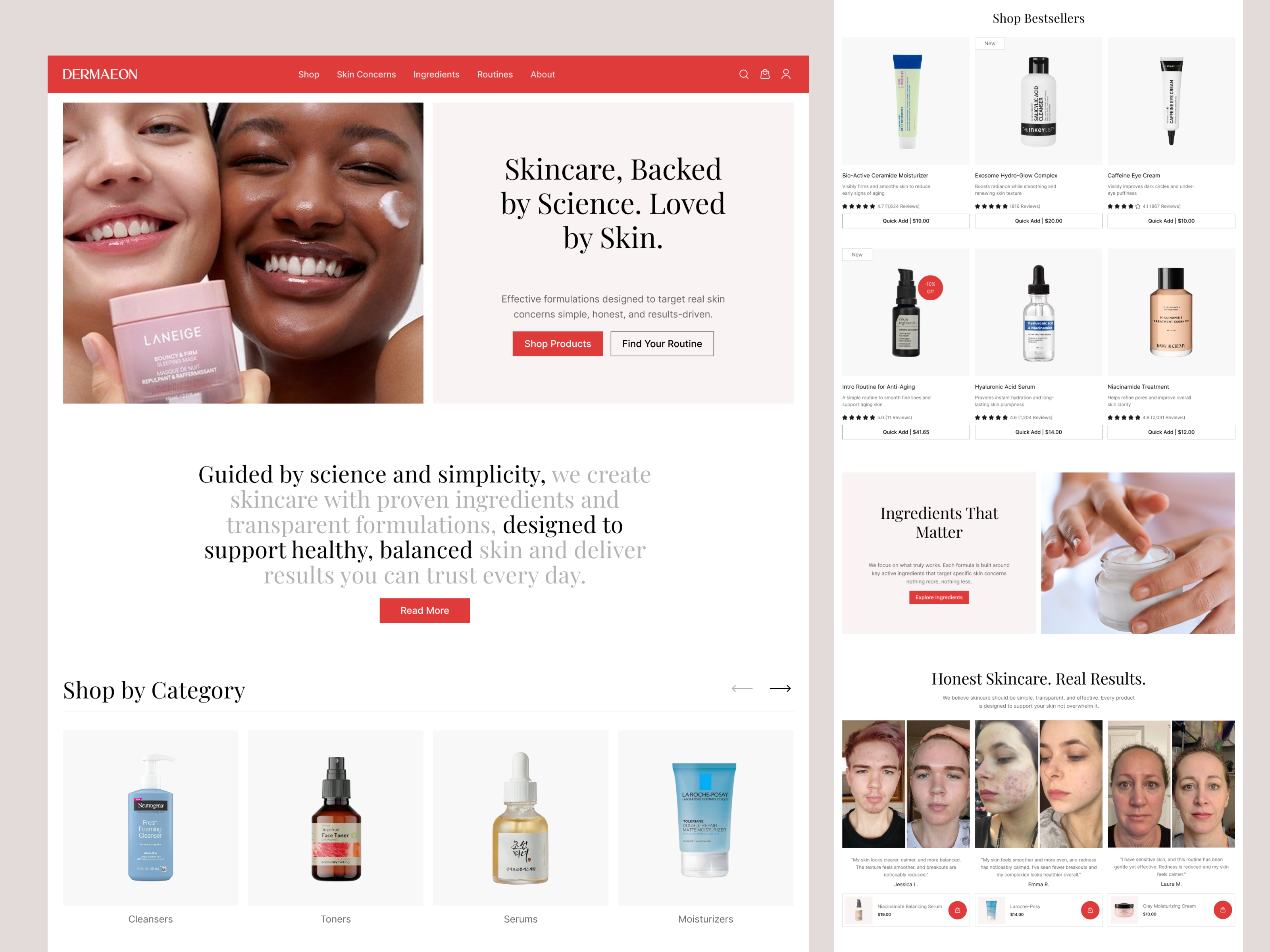 Example of Skincare & Cosmetics Ecommerce Website