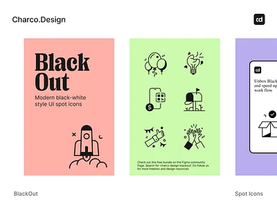 Minimal spot icons pack - BlackOut 404 baloon completed congrats done icon illustration inbox pay qr rocket scan unbox