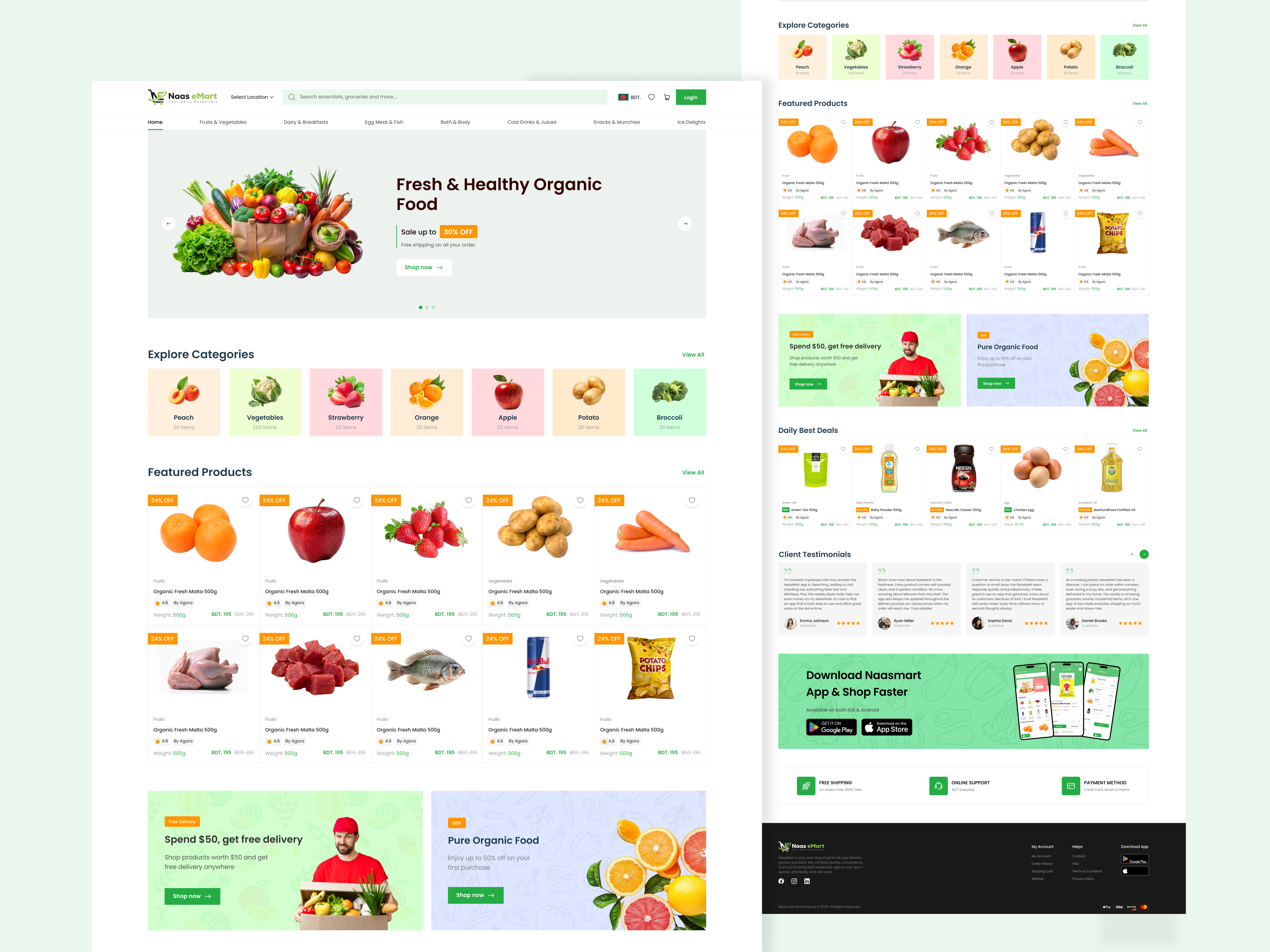 Naas eMart - Grocery Product Listing UI appdesign clean design clean ui design ecommerce figma fresh food grocery store illustration interface landing page marketplace naas emart organic shopping ui ux ux design vegetable web design