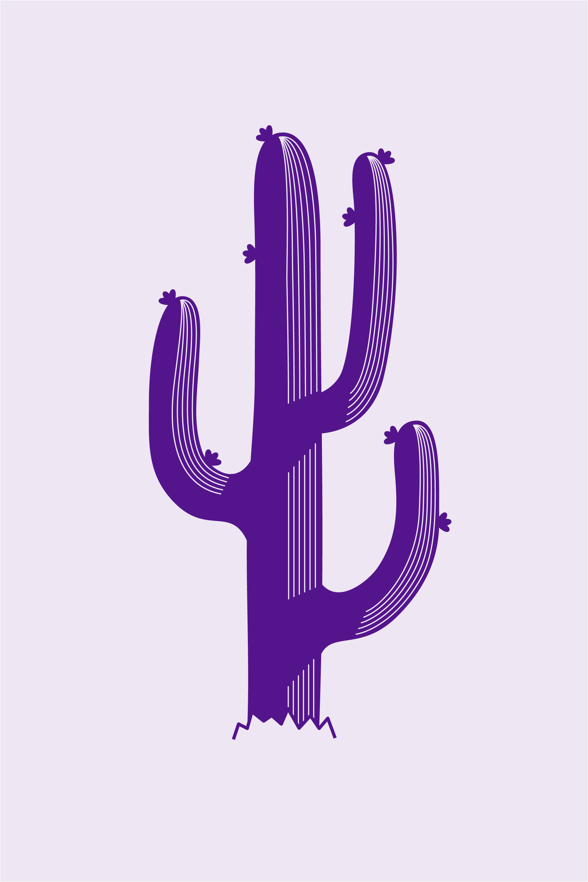 Purple Cactus graphic design illustration