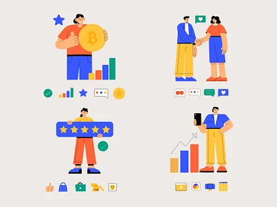 Business Growth & Trust Illustration Set bitcoin bitcoin growth bitcoinart blockchain business crypto crypto money coins crypto trading crypto wallet cryptocurrency exchange graphic graphic design illustration internet shape trading ui design ux vector