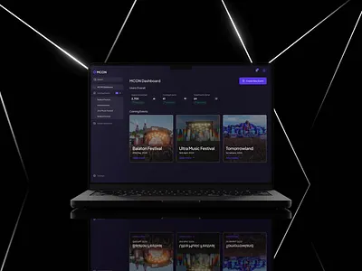 MCON, music events planner: Main dashboard screen dashboard design figma graphic design ui uiuxdesign ux vector