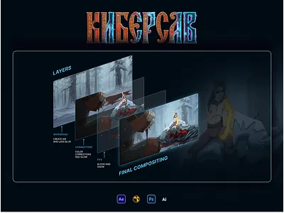 Cyberlsav - magic of 2D Compositing 2d 2d compositing 3d animation branding compositing cyber design glow graphic design logo magic motion graphics ui ux uxui web