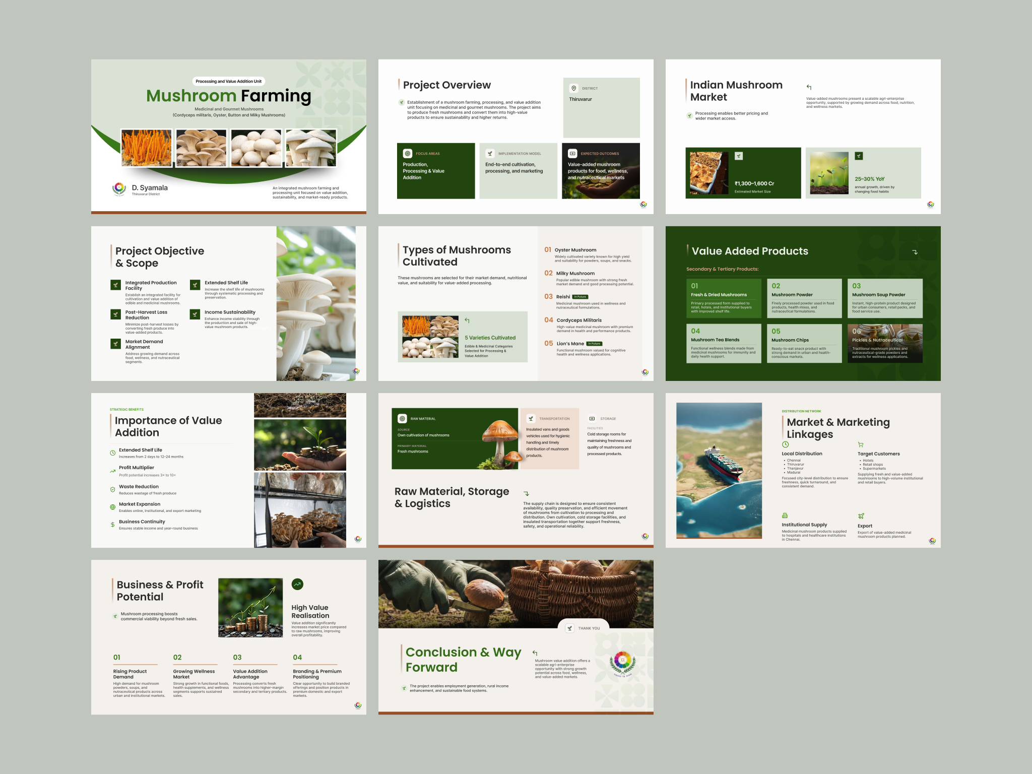 Pitch Deck - Mushroom Farming design farming graphic design india marketing mushroom farm pitch deck