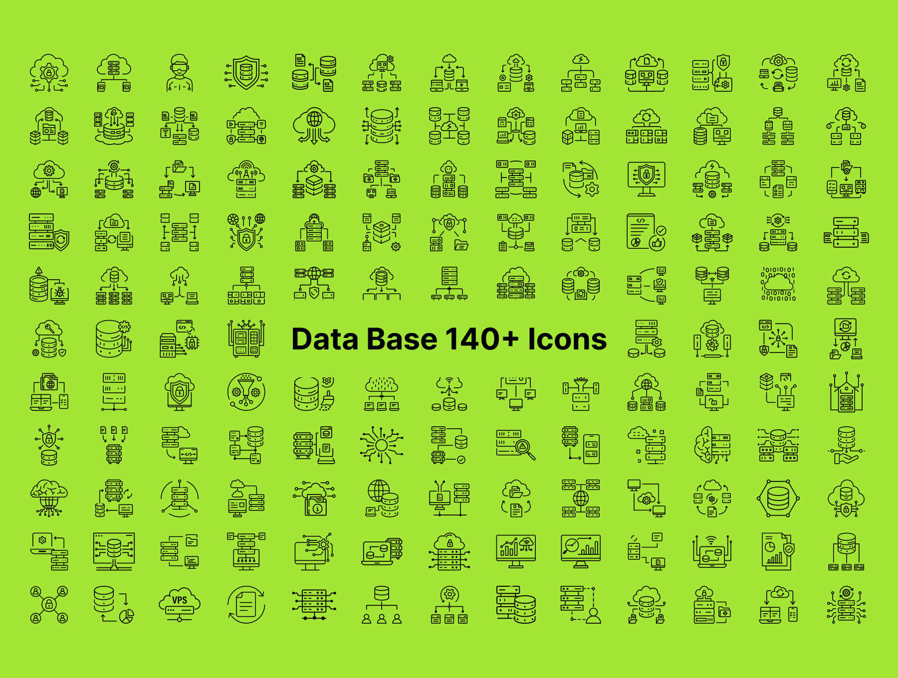 Data Base Icons Set analytics backend big data cloud database data data management data organization data storage database devops fintech flat design icon set modern ui outline process saas server ux design vector icons