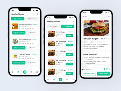 Stores & Product View – Scan Receipt & Earn App UI app concept app ui cashback app deals app earn rewards loyalty app mobile app ui mobile shopping product design product details product discovery product view receipt scanning retail app rewards app scan receipt shopping app shopping rewards store discovery store listing