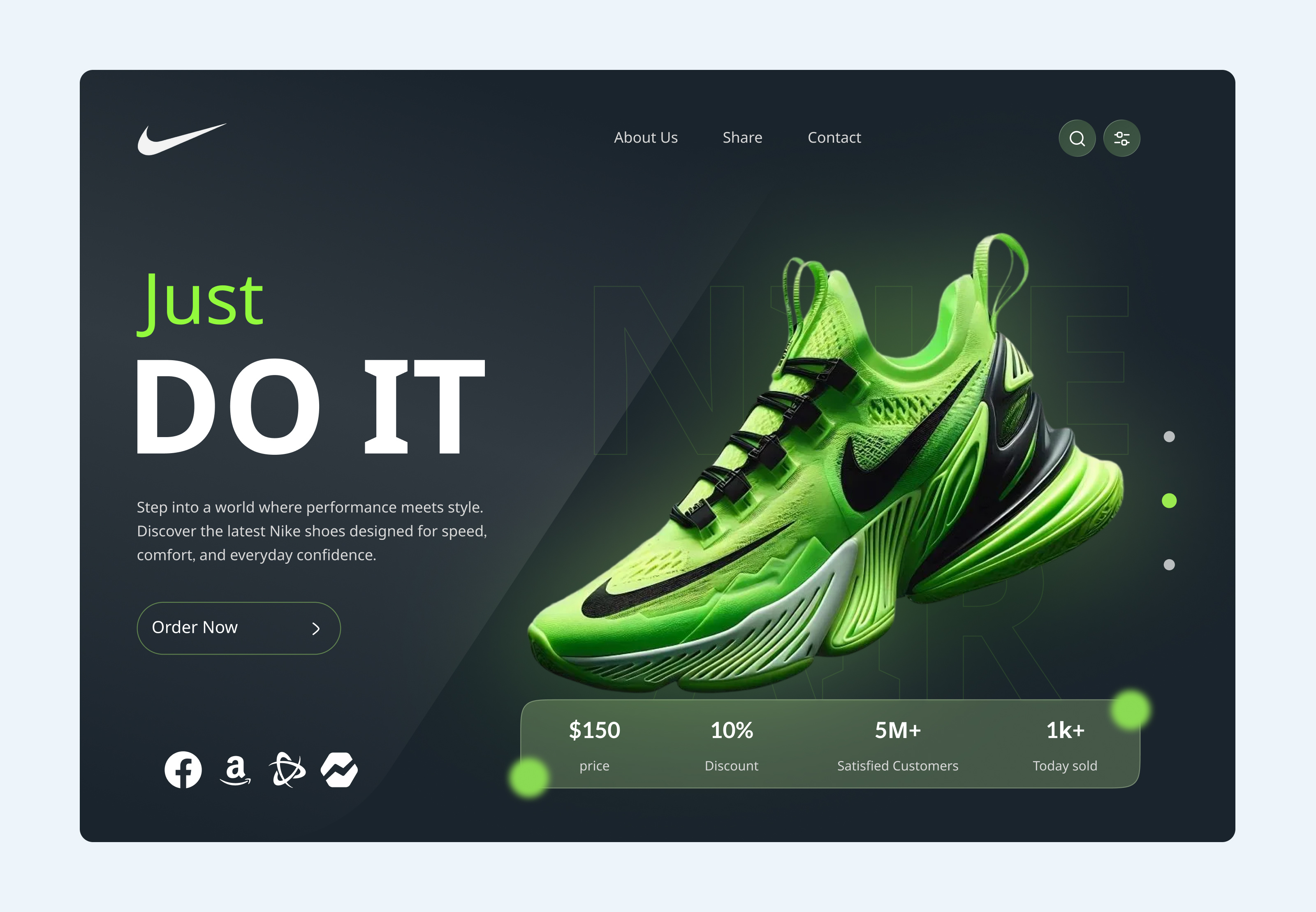 Nike Shoes — Power Every Step clean ecommerce fashion graphic design landing page minimal mobile nike online store product responsive shoes store ui ui design ux ux design web web design