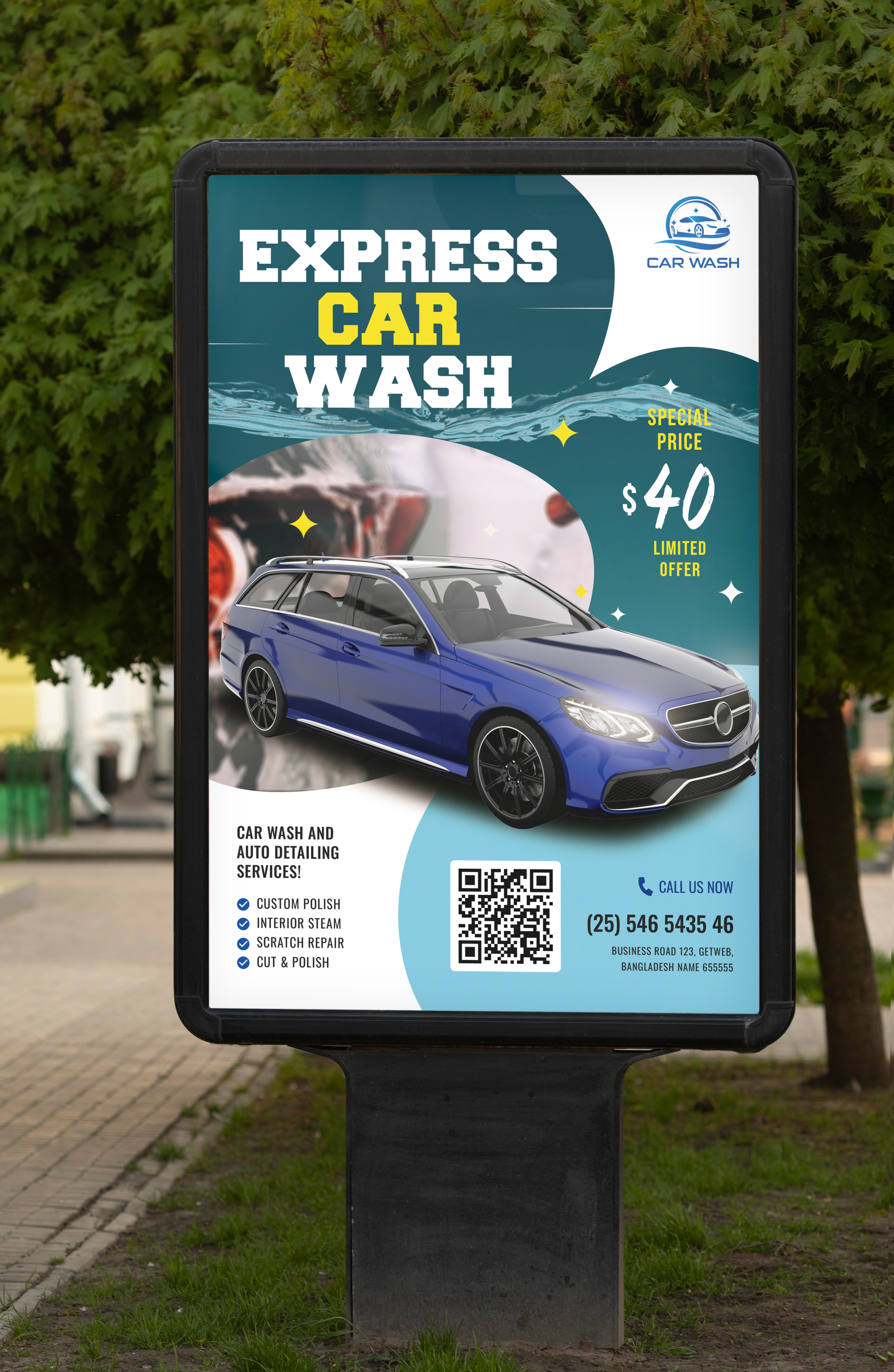 Express Car Wash – Promotional Poster Design automotivedesign bookcoverdesign branding carwashdesign design dribbble dribbbledesign graphic design graphicdesign illustration logo minimaldesign moderndesign poster posterdesign printdesign promotionalposter serviceposter social media post vector