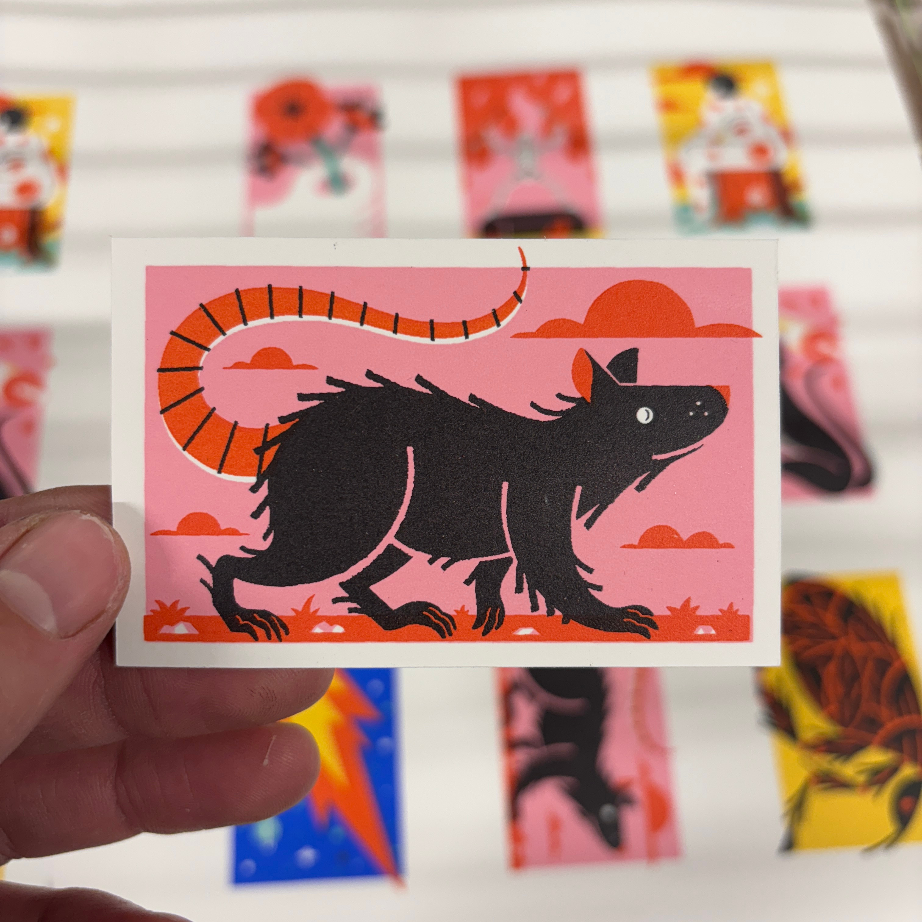 Black Rat Mini Screen Print colour design editorial illustration print print making screen printing