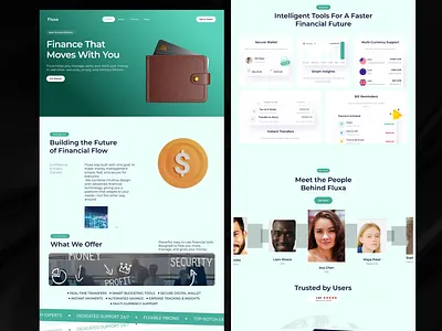 Fluxa - Fintech design figmadesign finance fintech landing page money saas ui uiux ux webdesign