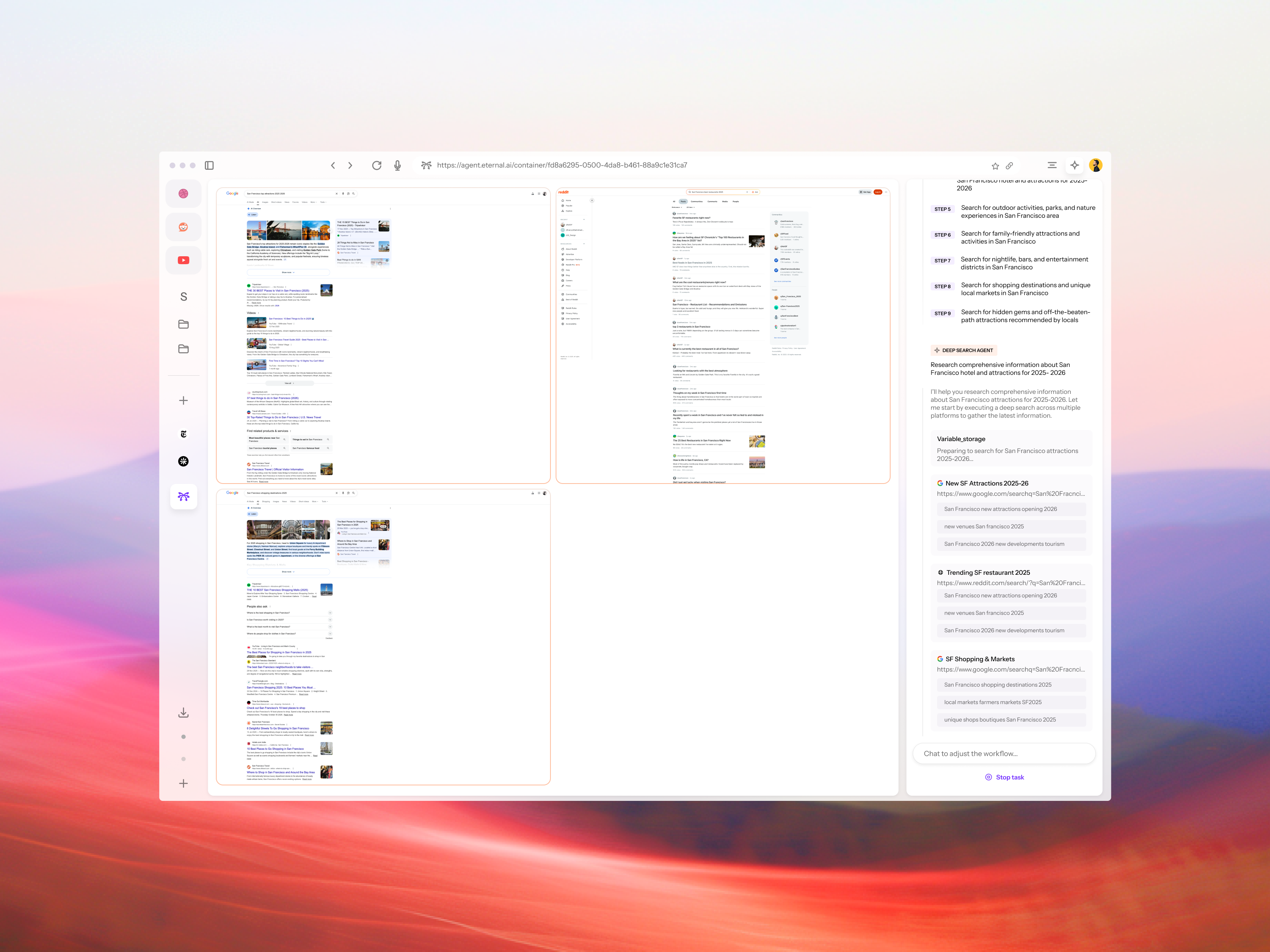 Search AI agent - eternal design ui ux web