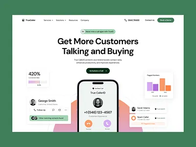 True Caller - Website Design app ui call identification call screening caller id landing page landing page design minimal design mobile app mobile app design privacy app product design saas website security app ui ui design ui ux user experience ux website website ui