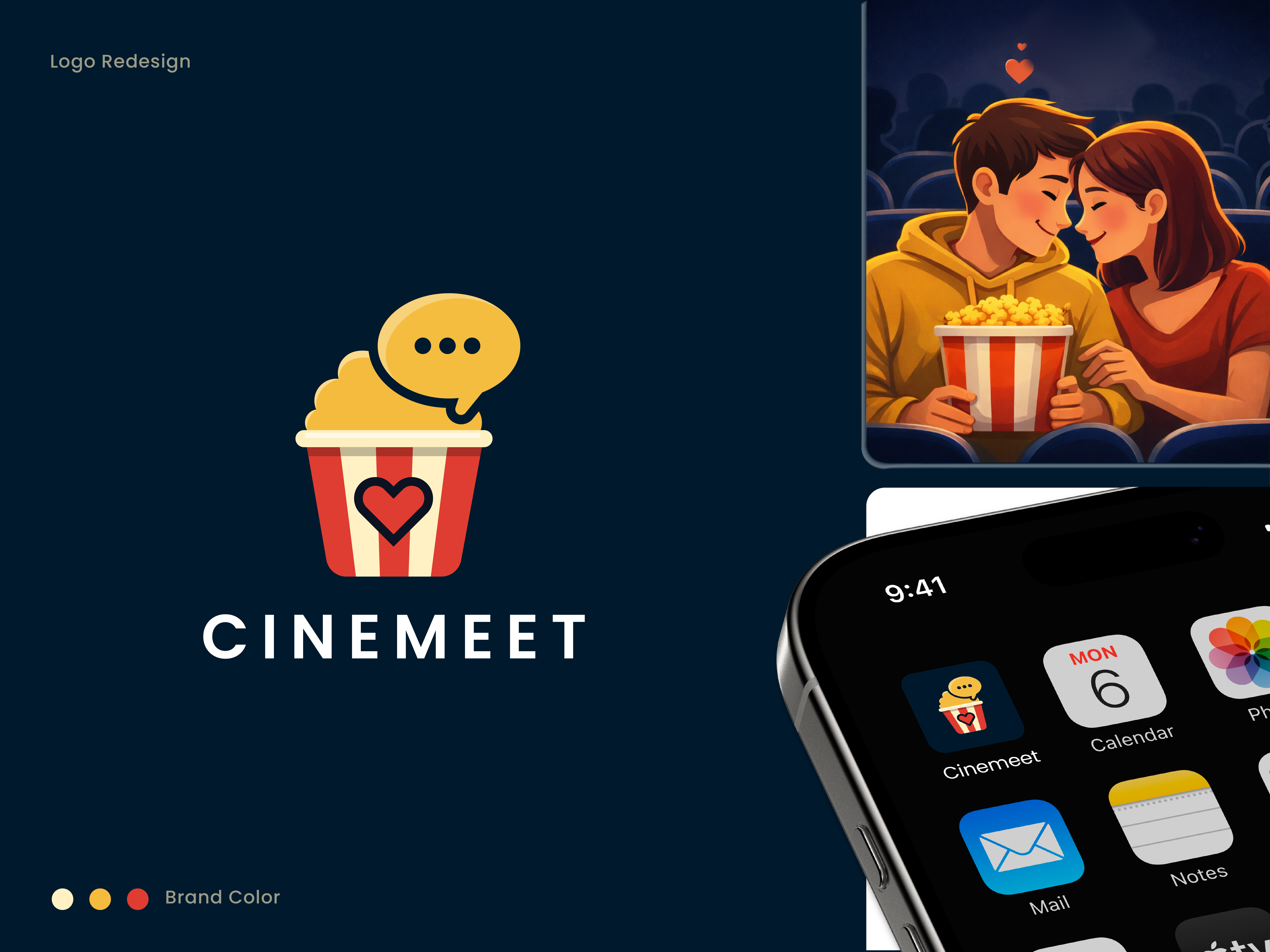 Cinemeet - Logo Redesign app icon logo branding cinema love cinemeet clean logo creative logo design flat logo logo logo design logo designer logo redesign minimal logo minimalist logo modern logo simple logo unique logo