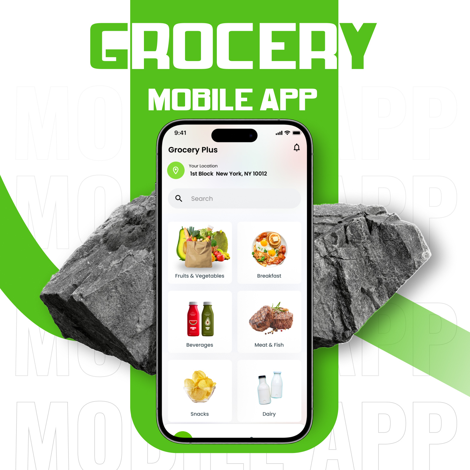 Grocery Mobile App UI – Mobile Shopping Experience | Apptechies androidappdesign appdesign ecommerceapp groceryapp grocerydelivery iosappdesign mobileappui productdesign uidesign uiux