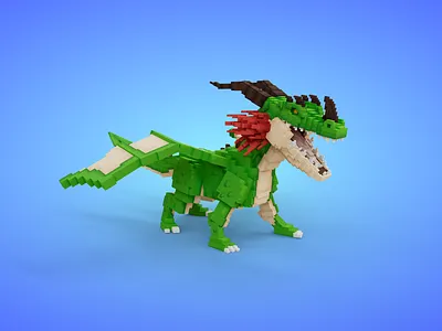 Voxel Green Dragon - 3D Game Asset 3d 3d model dragon dragons fantasy game asset low poly lowpoly voxedit voxel voxel art voxels