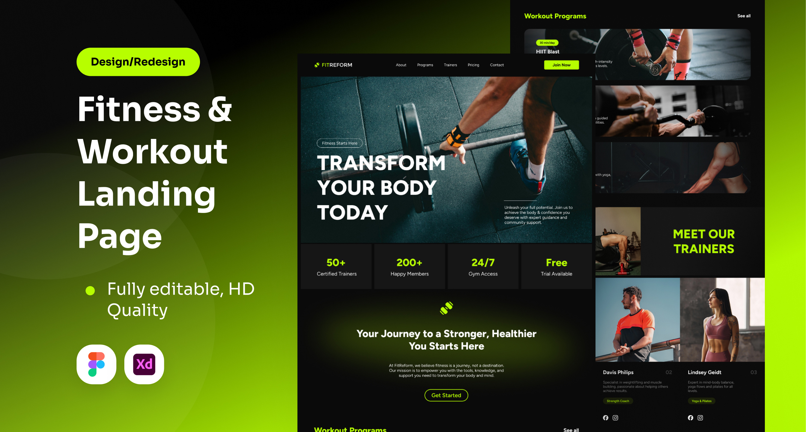 Fitness & Workout Landing Page Service adobexd branding business figma fitness landingpage landingpagedesign minimalist modern productpage professional ui ux webdesign website websitedesign workout