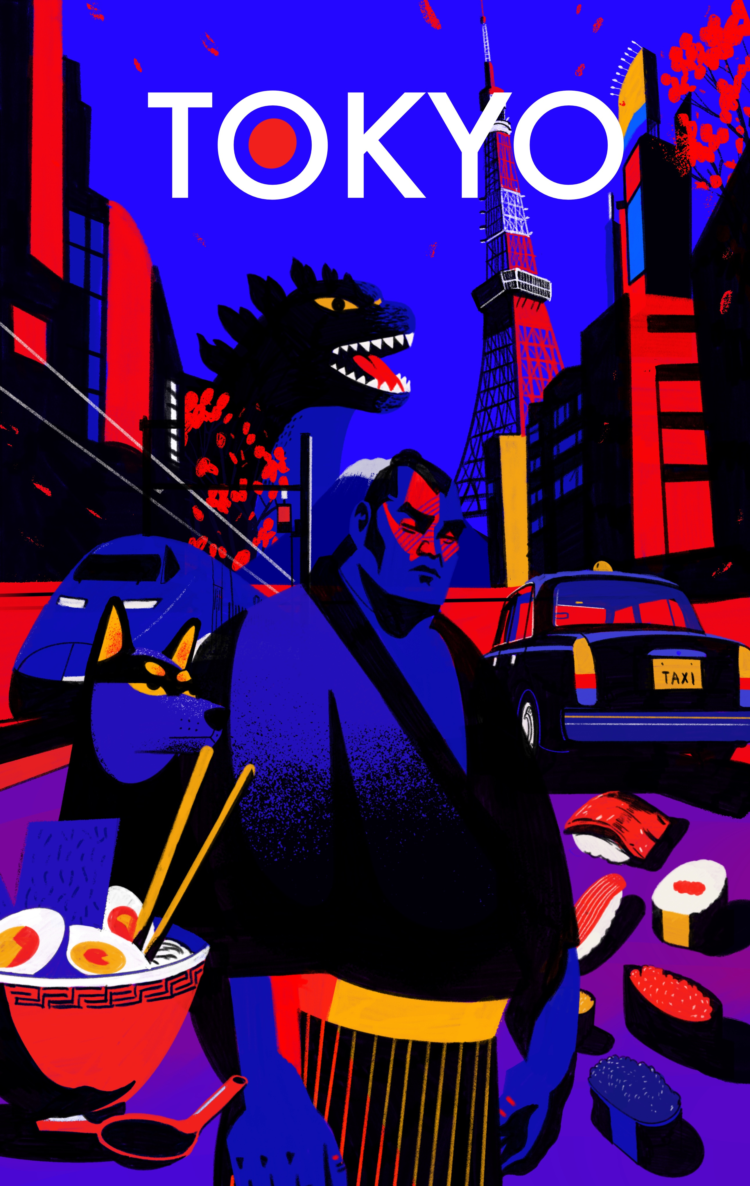 Tokyo character city illustration illustration of tokyo illustrator japan japan illustrated people portrait portrait illustration postcard poster procreate tokyo tokyo illustrated