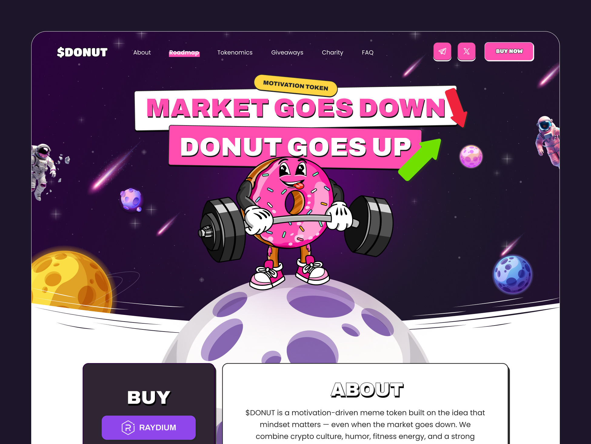 Example of Motivational Meme Token Landing Page 🚀🍩