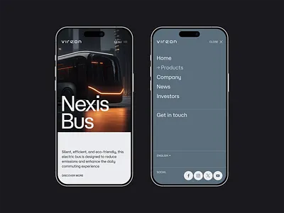 Vireon Bus Website 3d branding bus clean design driver driving electric bus future graphic design homepage logo midjourney minimalism service simple transport ui uiux web design