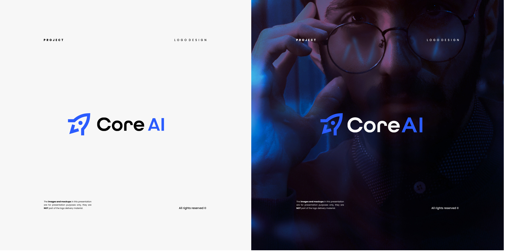 CoreAI Logo – Minimal Meets Atmospheric aiidentity brandidentity branding coreai creativebranding darkmode graphic design logo logodesign logopresentation minimaldesign mockupdesign motion graphics rocketlogo techbranding typography visualidentity