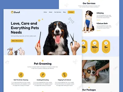 Pawish — Pet Service Website UI branding clean design landing page landingpage minimal design petcare petgrooming petservices ui uidesign uiuxdesign ux uxdesign website website design