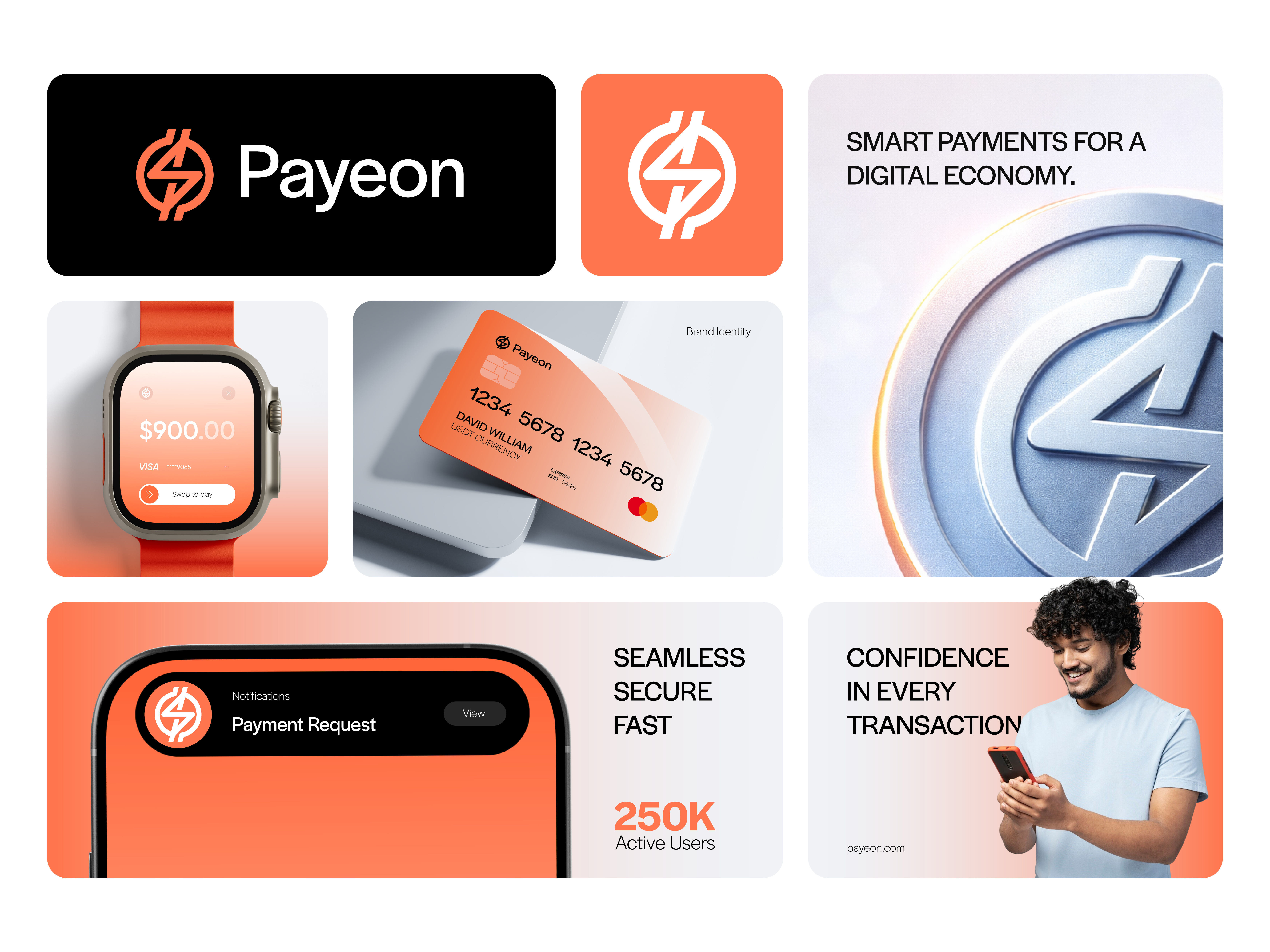 Payeon Visual Identity Design abstract logo brand identity branding coin creative crypto defi dollar fast gradient logo logo logo design logotype modern logo payment logo saas transaction visual identity wallet