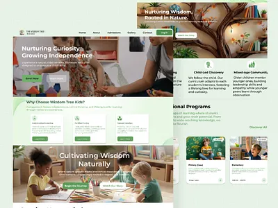 Montessori Landing Page UI – Nature-Inspired Learning dribbble educationwebsite figma kidschool landingpage montessori uiux webdesign
