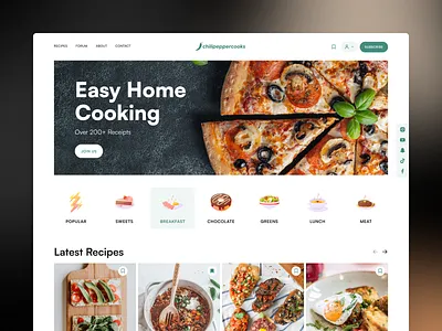 Recipe Website – Food Blog Landing Page & Mobile UI Design figma food app landing page recipe website uidesign uiux design website design