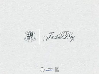 Jackie Boy Horizontal Logo brand design brand identity branding branding design coat of arms crest elegant emblem hand drawn heraldic heraldry identity design logo logo design logotype script sophisticated typeface vintage visual identity