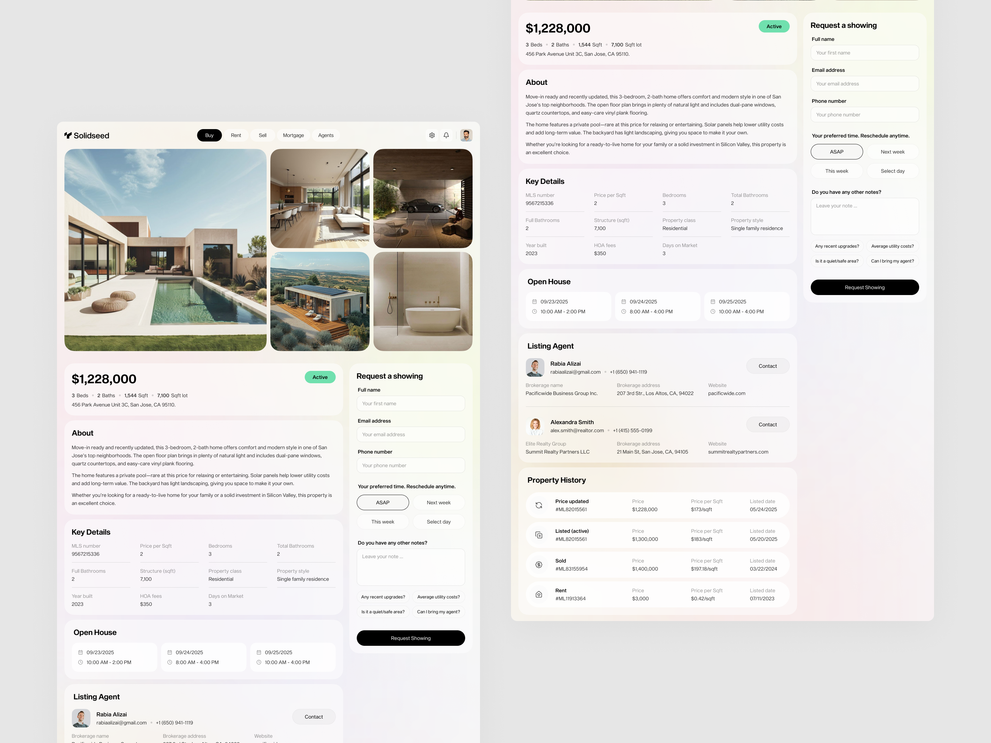 Property details page agent platform clean interface design home buying experience housing marketplace ui listing dashboard listing detail page luxury home listing modern real estate design modern web ui mortgage platform ui property details page property listing property management ui property showcase real estate platform real estate product design real estate saas real estate ui real estate ux real estate web app