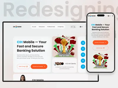 Redesigning the CIH Bank Digital Experience banking app figma fintech graphic design interface design landing page mobile banking ui uiux design user experience web design website redesign