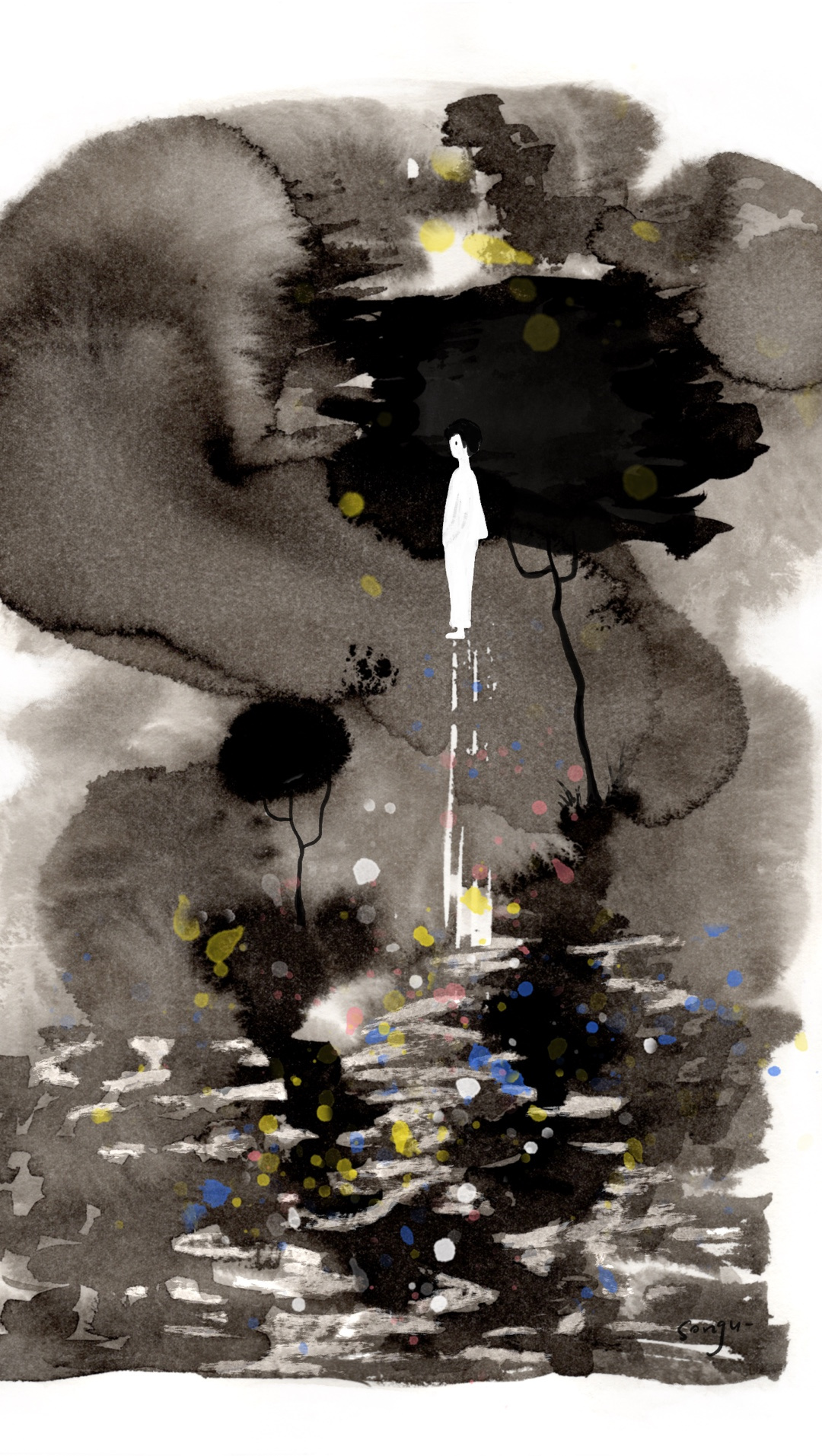 Colored sighs_series illustrations art blackwhite design freehand girl illustration illustrator ink wash