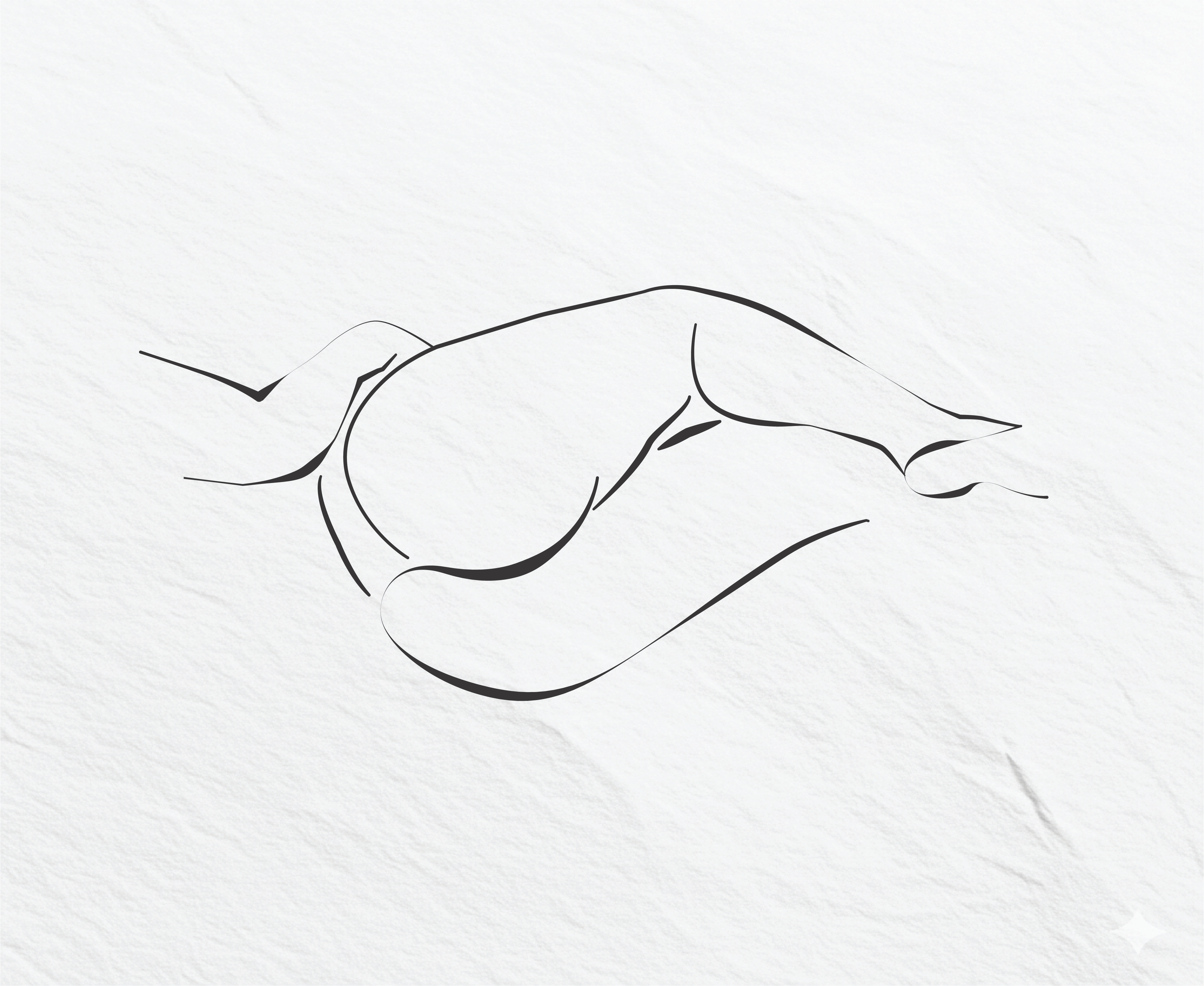 Example of Minimal Printable Line Art Body 