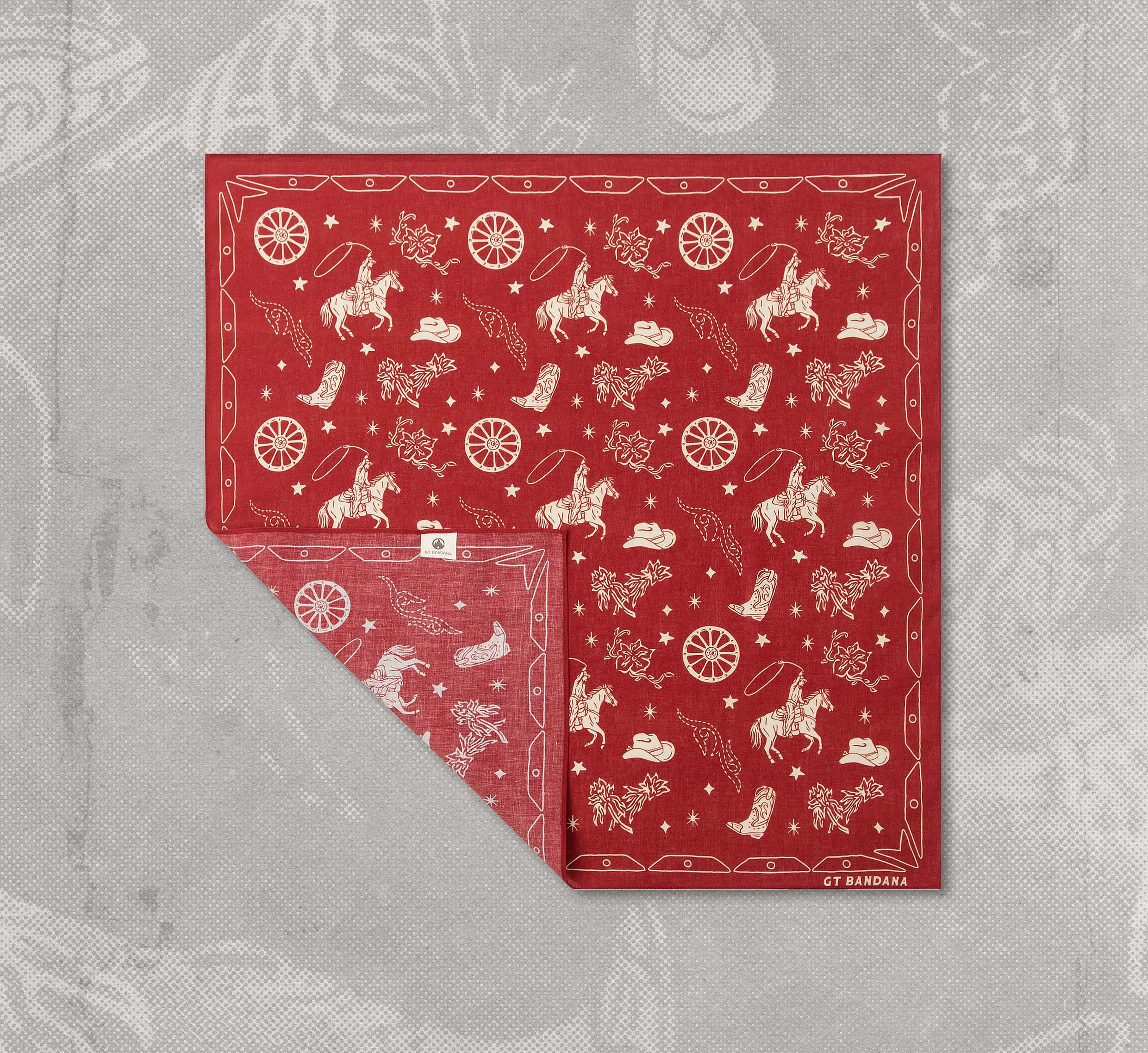 Cowboy Seamless Pattern - Scarf Illustration for Merchandise angonmangsa badges bandana branding community cowboy cowgirl design graphic design graphicdesign hand drawn illustration logo merch merchandise outdoor pattern scarf seamless western