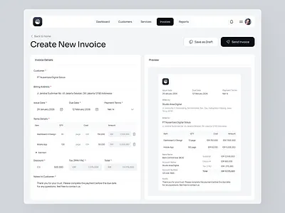 Create Invoice Experience — Minimal Finance SaaS adminpanel cleandesign createinvoice finance financemanagement financial fintech form invoice management minimalist saas ui uidesign uiux ux uxdesign webdesign website