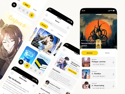 Comic Reading App UI Design app design clean ui comic app comic reader digital reading illustration app ios app kids app manga app manga reader minimal design mobile mobile app mobile ui modern ui reading app stories storybook ui design ux design