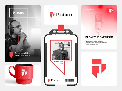 Podpro — Podcast Brand Identity Design brand identity branding creative logo geometric logo iconic logo minimal logo minimalist logo modern logo p letter p letter logo p logo podcast channel podcast logo quotes logo talk logo visual identity