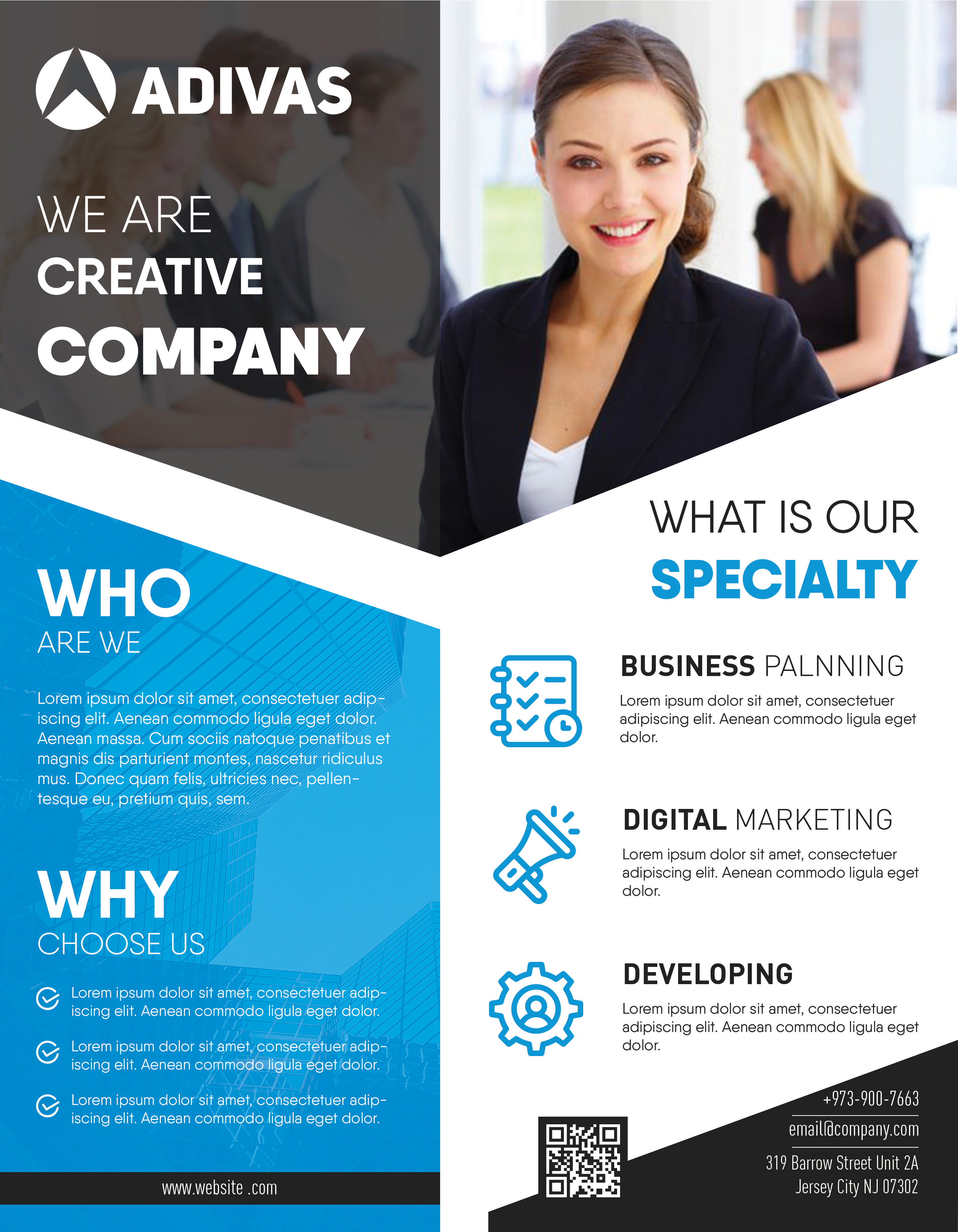 ADIVAS Creative Company Flyer Design | Modern Business Promotion adivas agency flyer branding branding flyer business flyer design company promotion corporate flye creative company flyer creative flyer design facebook ad graphic design illustration marketing marketing flyer modern flyer design print ready flyer professional flyer startup flyer visual branding