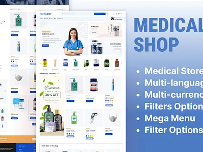MedicalShop Ecommerce Website clean ui ecommerce health store healthcare medical medical ecommerce medical shop medicine modern website online pharmacy pharmacy pharmacy website professional design responsive ui design ux design web design woocommerce wordpress